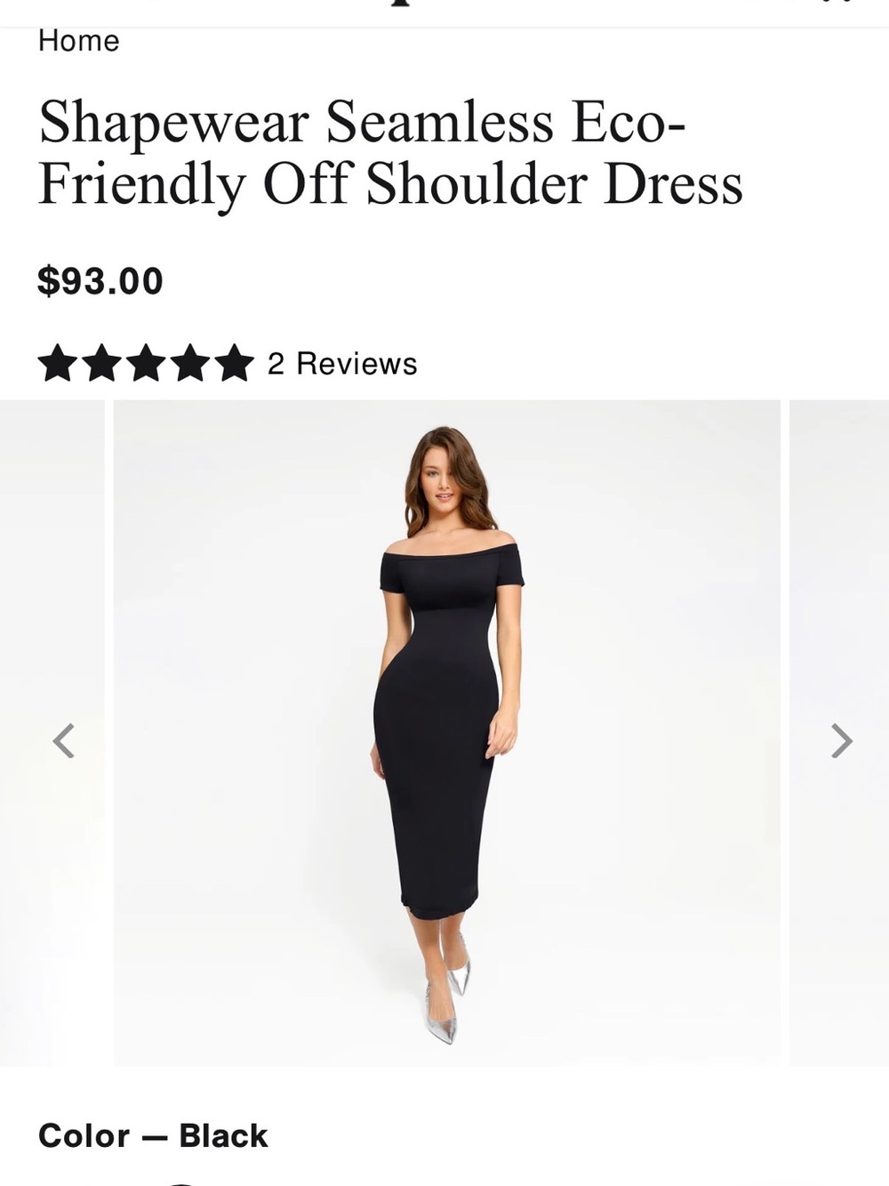 Shapewear Seamless Eco-Friendly Off-Shoulder Dress — Black